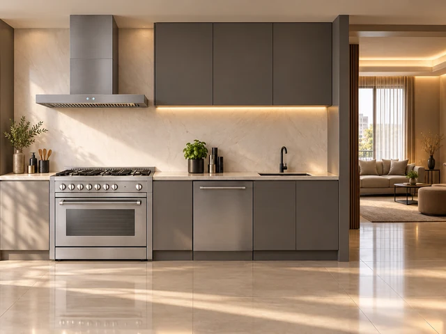 Cena ilustrativa: Fogão Tecno da linha Professional em cozinha de alto padrão
