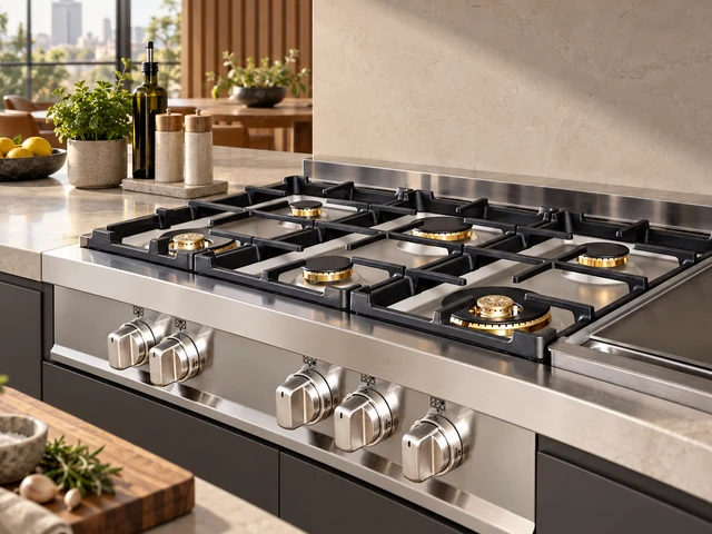 Cena ilustrativa: Rangetop Bertazzoni em inox instalado na cozinha